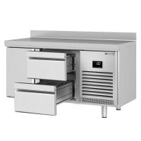 Kühltisch PREMIUM PLUS - 1468x700mm - 1 Tür & 2 Schubladen - mit Aufkantung