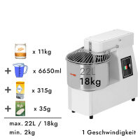Teigknetmaschine - 22 Liter / 18 kg | Knetmaschine | Teigkneter | Teigmaschine | Kneter | Spiralkneter