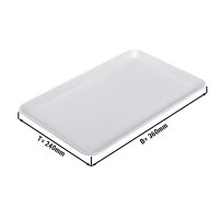 Rechteckige Präsentationsplatte - Weiß - Eco-Line - 360 x 240 x 15 mm | Auslageplatte | Thekenschale | Kuchenplatte | Thekenplatte | Fleischplatte | Tablett | Konditoreiplatte