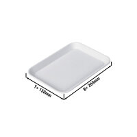 Rechteckige Präsentationsplatte - Weiß - Eco-Line - 200 x 150 x 15 mm | Auslageplatte | Thekenschale | Kuchenplatte | Thekenplatte | Fleischplatte | Tablett | Konditoreiplatte