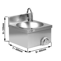 Handwaschbecken 40x40cm mit Mischbatterie (Kalt- & Warmwasseranschluss)