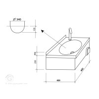 Handwaschbecken 40x40cm mit Mischbatterie (Kalt- & Warmwasseranschluss)
