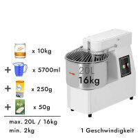 Teigknetmaschine - 20 Liter / 16 kg | Knetmaschine | Teigkneter | Teigmaschine | Kneter | Spiralkneter