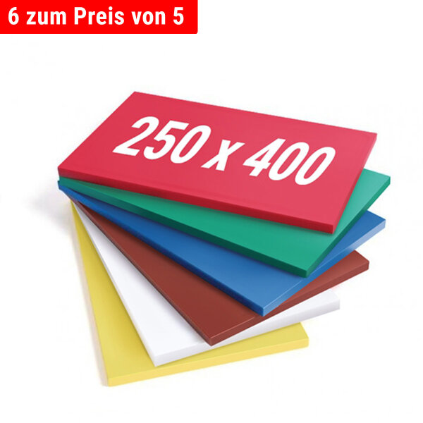 (6 Stück) Schneidebrett-Set - 25 x 40 cm - Dicke 2 cm -  Multifarbend
