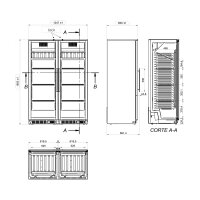 Weinkühlschrank - 800 Liter - mit 2 Glastüren