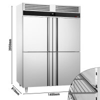 Tiefkühlschrank - 1,4 x 0,81 m - mit 4 Edelstahlhalbtüren