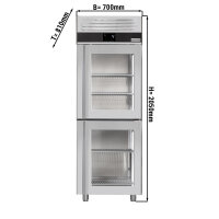 Kühlschrank PREMIUM- GN 2/1 - 700 Liter - 2 Glashalbtüren