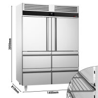 Tiefkühlschrank - 1,4 x 0,81 m - mit 2 Edelstahlhalbtüren