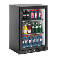 Bar Getränkekühltisch -  0,6 x 0,51 m - 125 Liter - mit 1 Glastür - Schwarz