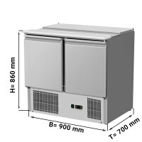 Saladette / Kühltisch ECO - 0,9 x 0,7 m - mit 2...