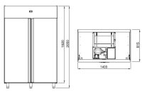 Tiefkühlschrank - 1,4 x 0,81 m - 1400 Liter - mit 2 Türen