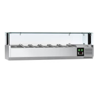 Kühl-Aufsatzvitrine PREMIUM - 1,5 x 0,4 m - für 5x 1/3 & 1x 1/2 GN-Behälter