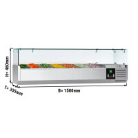 Kühl-Aufsatzvitrine PREMIUM - 1,5 x 0,34 m - für 7x 1/4 GN-Behälter