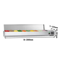 Kühl-Aufsatzvitrine ECO - 2,0 x 0,34 m - für 10x 1/4 GN-Behälter