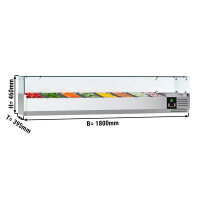 Kühl-Aufsatzvitrine PREMIUM - 1,8 x 0,4 m - für 8x 1/3 GN-Behälter