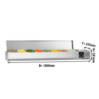Kühl-Aufsatzvitrine PREMIUM - 1,8 x 0,34 m - für 8x 1/4 GN-Behälter