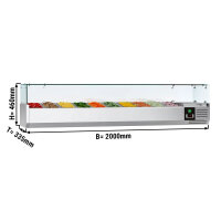 Kühl-Aufsatzvitrine PREMIUM - 2,0 x 0,34 m - für 10x 1/4 GN-Behälter