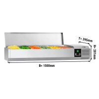 Kühl-Aufsatzvitrine PREMIUM - 1,5 x 0,4 m - für 6x 1/3 GN-Behälter