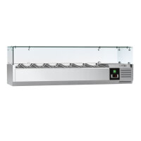 Kühl-Aufsatzvitrine PREMIUM - 1,6 x 0,34 m - für 7x 1/4 GN-Behälter