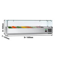 Kühl-Aufsatzvitrine ECO - 1,6 x 0,34 m - für 7x 1/4 GN-Behälter
