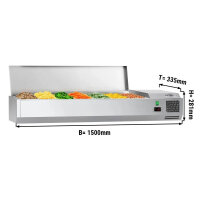 Kühl-Aufsatzvitrine ECO - 1,5 x 0,34 m - für 7x 1/4 GN-Behälter