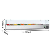Kühl-Aufsatzvitrine ECO - 2,0 x 0,34 m - für 10x 1/4 GN-Behälter