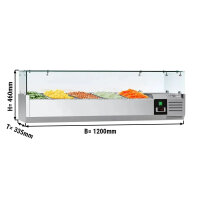 Kühl-Aufsatzvitrine PREMIUM - 1,2 x 0,34 m - für 5x 1/4 GN-Behälter