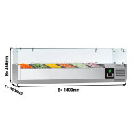 Kühl-Aufsatzvitrine PREMIUM - 1,4 x 0,4 m - für 6x 1/3 GN-Behälter