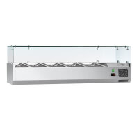 Kühl-Aufsatzvitrine ECO - 1,2 x 0,34 m - für 5x 1/4 GN-Behälter