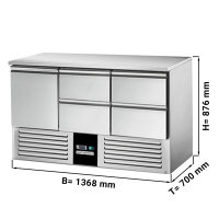 Saladette / Kühltisch PREMIUM - 1,37 x 0,7 m - mit 1...