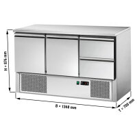 Saladette / Kühltisch ECO - 1,37 x 0,7 m - mit 2 Türen & 2 Schubladen 1/2