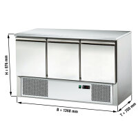 Saladette / Kühltisch ECO - 1,37 x 0,7 m - mit 3 Türen