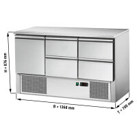 Saladette / Kühltisch ECO - 1,37 x 0,7 m - mit 1 Tür & 4 Schubladen 1/2