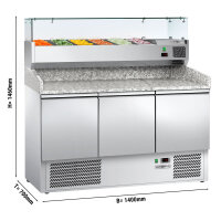 Pizzakühltisch ECO - 1,4 x 0,7 m - mit 3 Türen