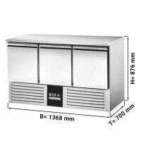 Saladette / Kühltisch PREMIUM - 1,37 x 0,7 m - mit 3 Türen