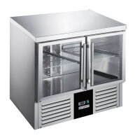 Saladette / Kühltisch PREMIUM - 0,9 x 0,7 m - mit 2 Glastüren