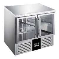 Saladette / Kühltisch PREMIUM - 0,9 x 0,7 m - mit 2 Glastüren