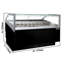 Eistheke - 1,7 x 1,1 m - schwarz - mit LED