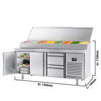 Zubereitungskühltisch (GN) - 1,96 x 0,7 m - mit 2 Türen & 2 Schubladen 1/2