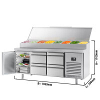 Zubereitungskühltisch (GN) - 1,96 x 0,7 m - mit 1 Tür & 4 Schubladen 1/2