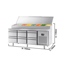 Zubereitungskühltisch (GN) - 1,96 x 0,7 m - mit 6...