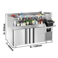 Bar-/ Getränkekühltisch - 1,2 x 0,6 m - 150 Liter - mit 2 Türen & Ablagen