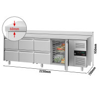Kühltisch ECO - 2,2 x 0,7 m - mit 1 Tür & 6...