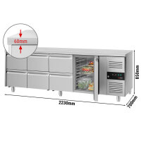 Kühltisch ECO - 2,2 x 0,7 m - mit 1 Tür & 6...