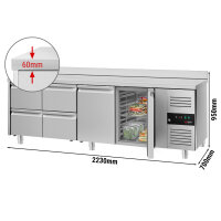 Kühltisch ECO - 2,2 x 0,7 m - mit 2 Türen & 4 Schubladen 1/2