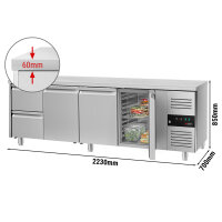 Kühltisch ECO - 2,2 x 0,7 m - mit 3 Türen & 2 Schubladen 1/2