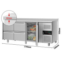 Kühltisch ECO - 1,8 x 0,7 m - mit 1 Tür & 4...