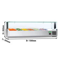 Kühl-Aufsatzvitrine ECO - 1,5 x 0,4 m - für 5x 1/3 & 1x 1/2 GN-Behälter