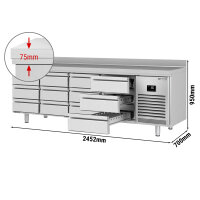 Kühltisch PREMIUM PLUS - 2452x700mm - 12 Schubladen...