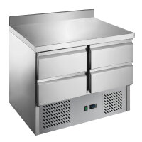 Saladette / Kühltisch ECO - 0,9 x 0,7 m - mit 4 Schubladen 1/2 & Aufkantung